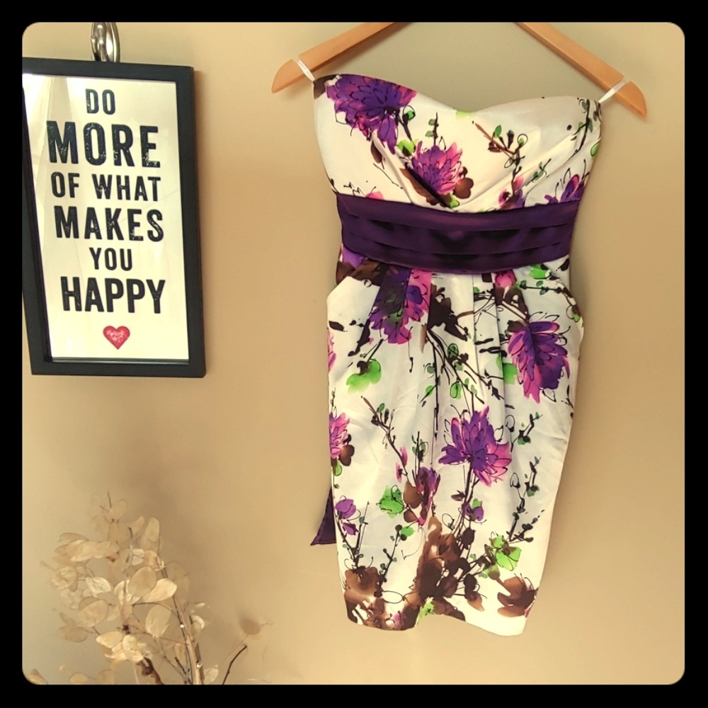 ⛱3/$20 Wishes Floral Print Strapless Dress